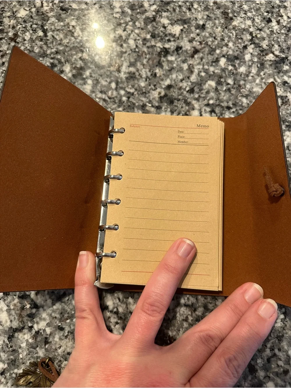 Tree-Embossed Journal with Leaf Charm - Brown